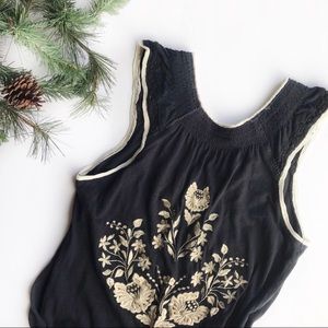 Free People | Embroidered Back Sleeveless Top